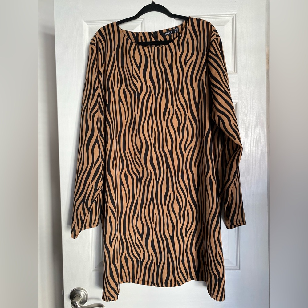 BooHoo Zebra Print Shift Dress - sz 20